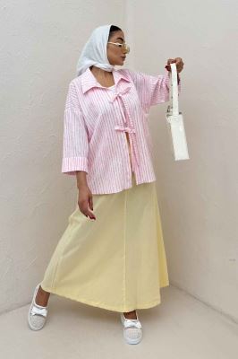 مانتو دو بند راه راه زارا پشت ریلی