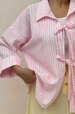 مانتو دو بند راه راه زارا پشت ریلی