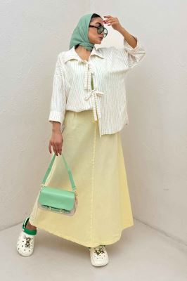 مانتو دو بند راه راه زارا پشت ریلی