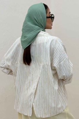 مانتو دو بند راه راه زارا پشت ریلی