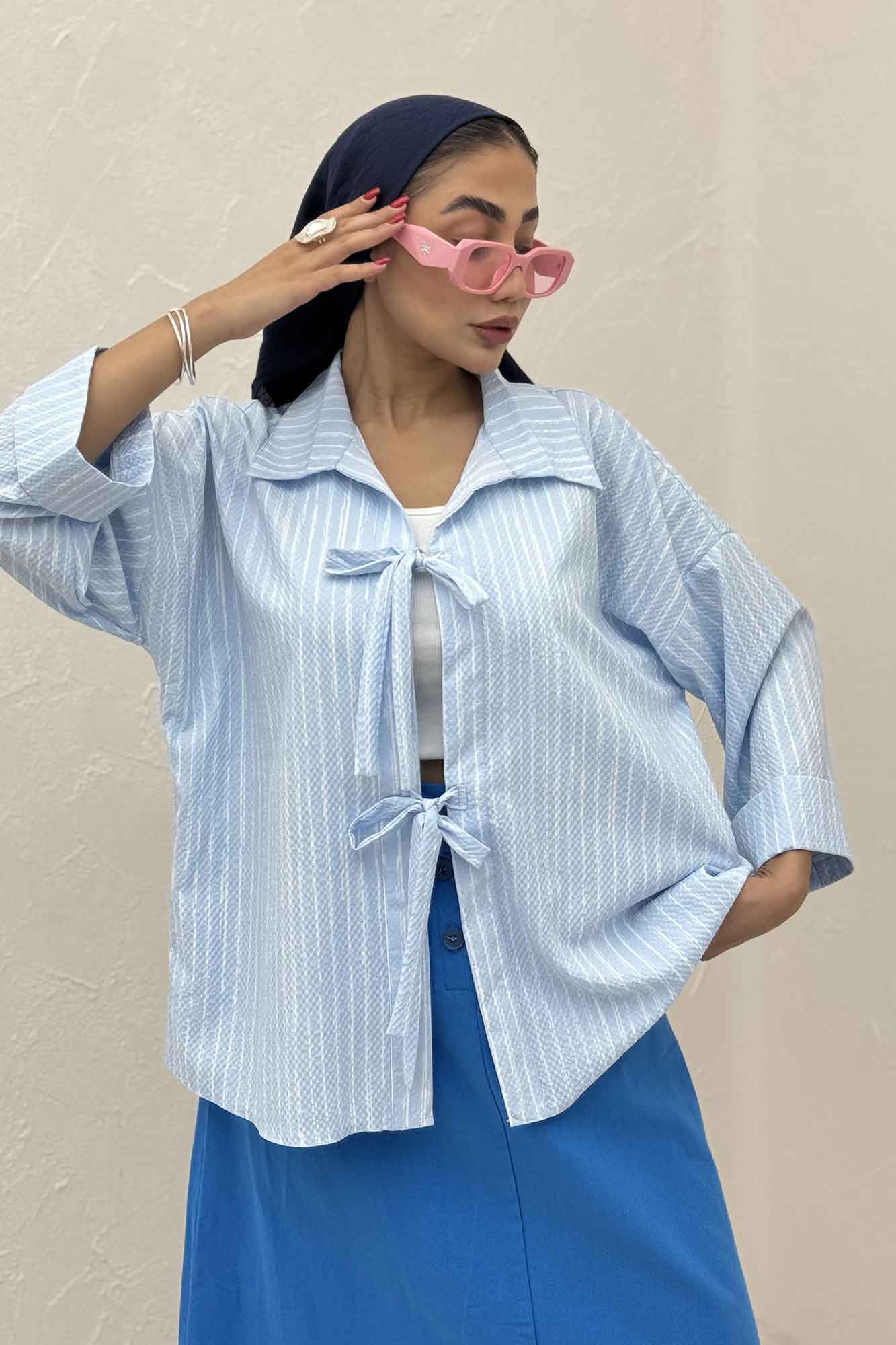 مانتو دو بند راه راه زارا پشت ریلی