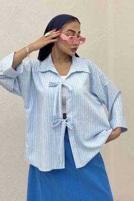 مانتو دو بند راه راه زارا پشت ریلی