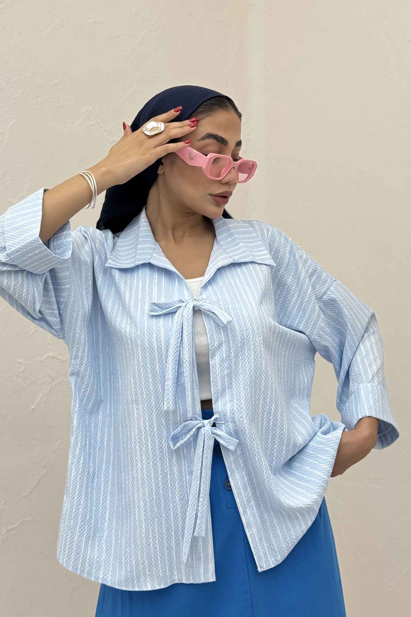 مانتو دو بند راه راه زارا پشت ریلی