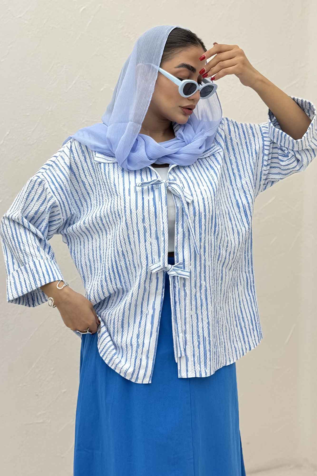 مانتو دو بند راه راه زارا پشت ریلی