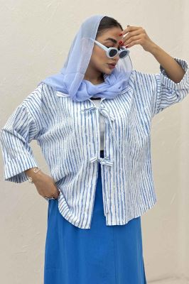 مانتو دو بند راه راه زارا پشت ریلی