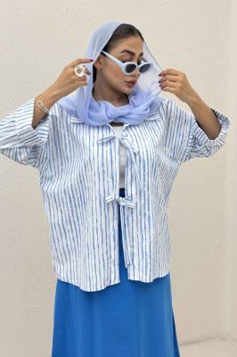 مانتو دو بند راه راه زارا پشت ریلی