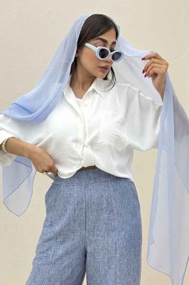 شومیز ابروبادی گره ای آستین پاکتی