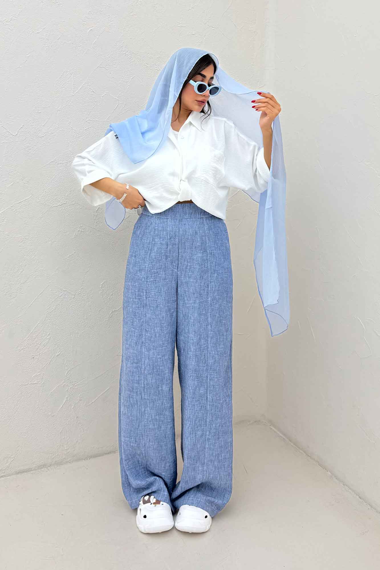 شومیز ابروبادی گره ای آستین پاکتی