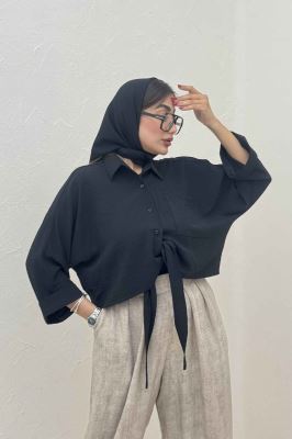 شومیز ابروبادی گره ای آستین پاکتی