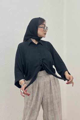 شومیز ابروبادی گره ای آستین پاکتی