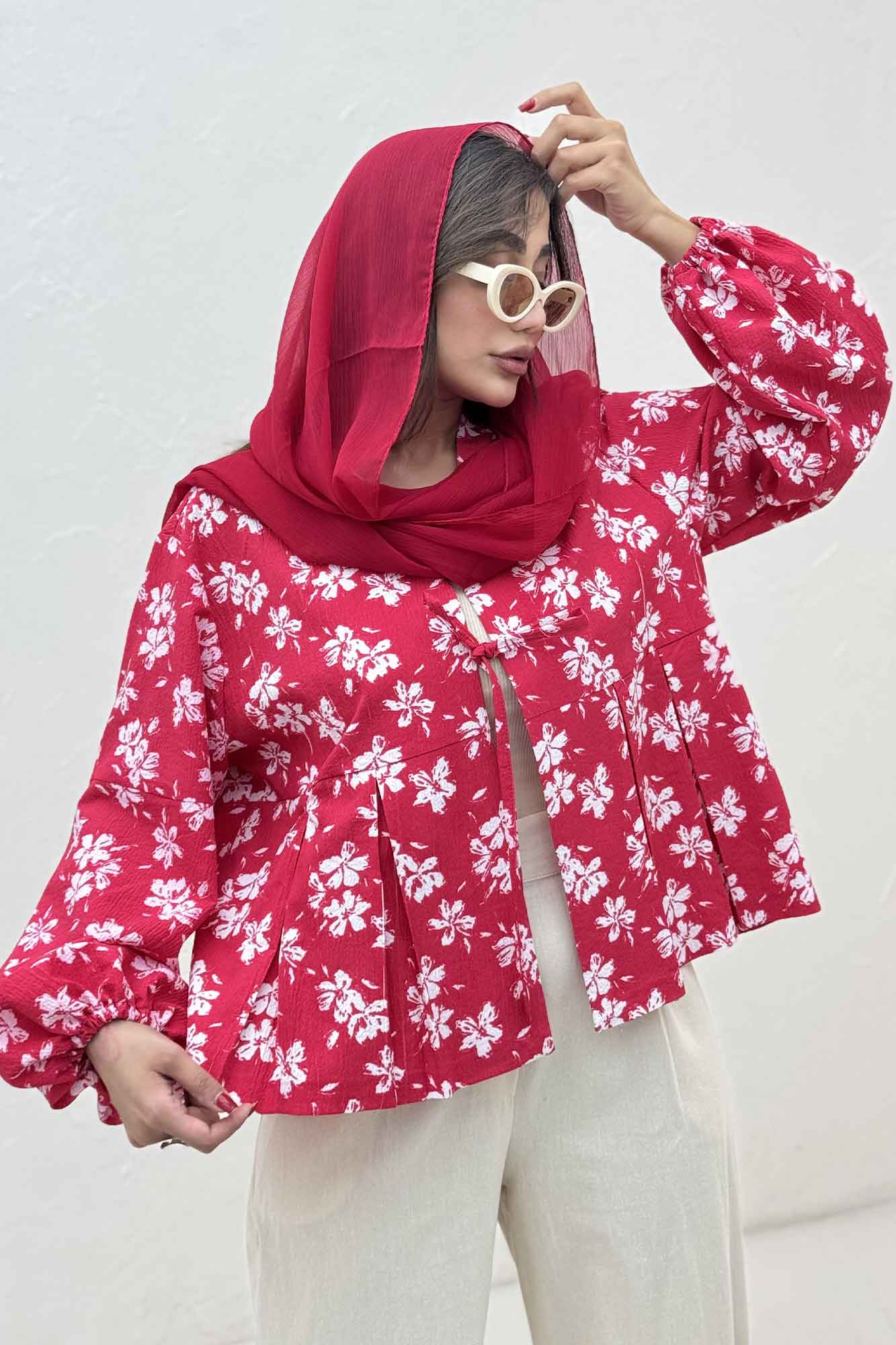 مانتو ونوس گلدار جلو پیله تک بند