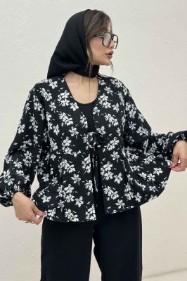 مانتو ونوس گلدار جلو پیله تک بند