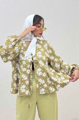 مانتو ونوس گلدار جلو پیله تک بند