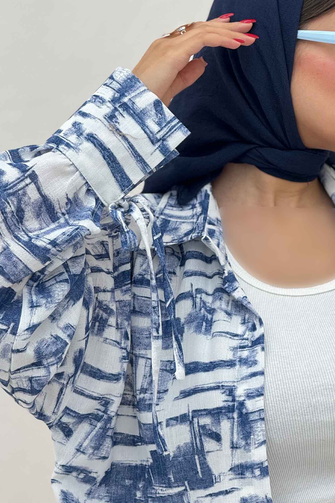 شومیز مانتویی لینن اسلپ بنددار کد 3