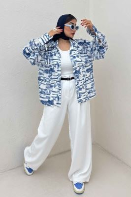 شومیز مانتویی لینن اسلپ بنددار کد 3