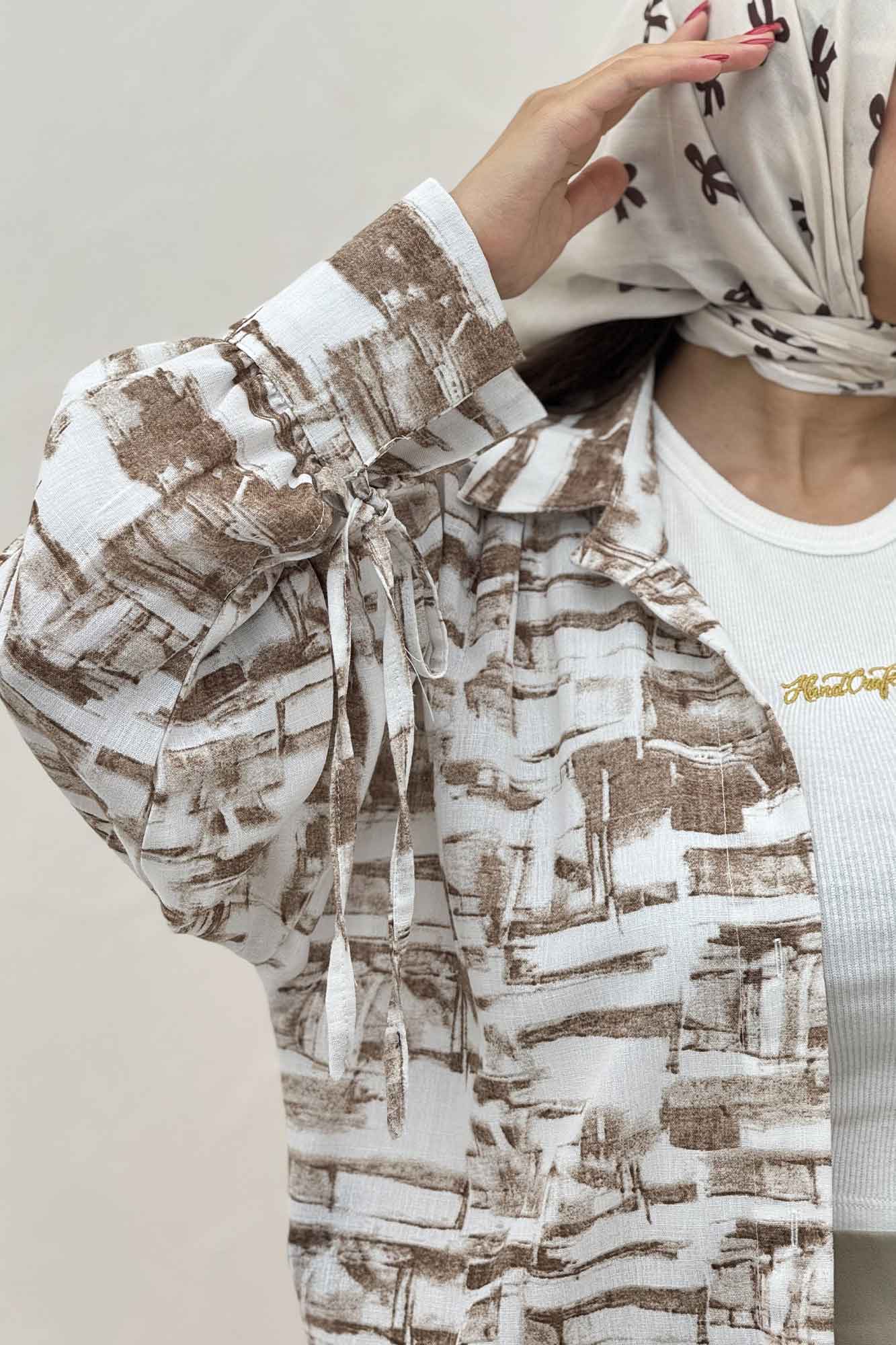 شومیز مانتویی لینن اسلپ بنددار کد 3