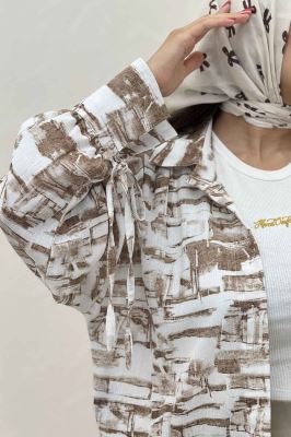 شومیز مانتویی لینن اسلپ بنددار کد 3