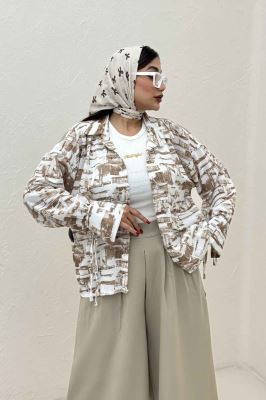 شومیز مانتویی لینن اسلپ بنددار کد 3