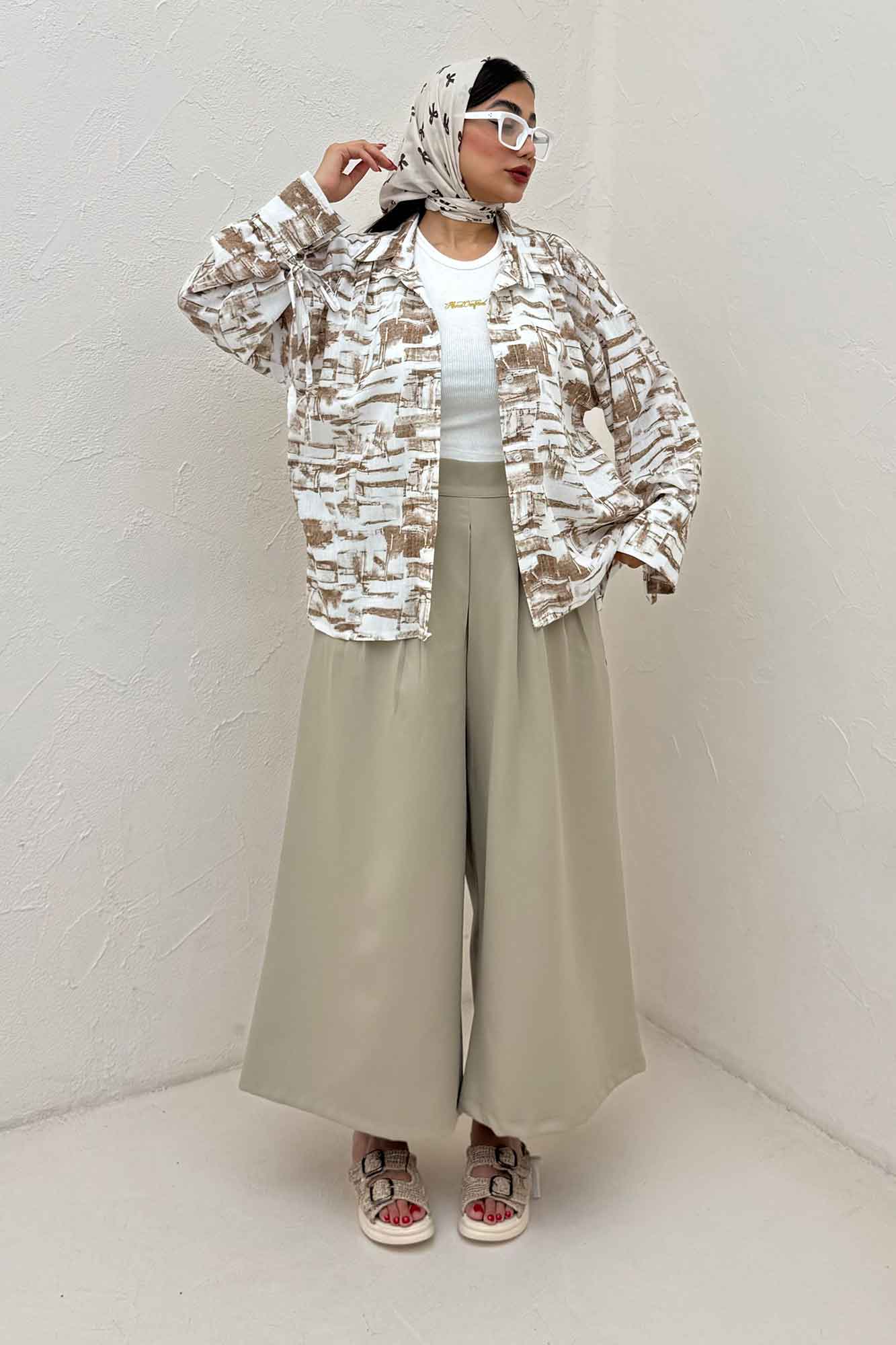 شومیز مانتویی لینن اسلپ بنددار کد 3