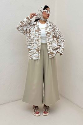 شومیز مانتویی لینن اسلپ بنددار کد 3