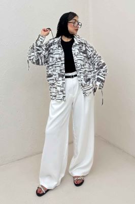 شومیز مانتویی لینن اسلپ بنددار کد 3