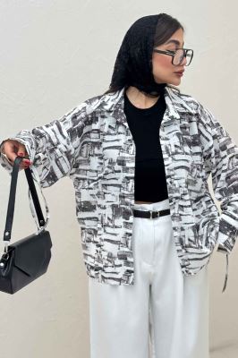 شومیز مانتویی لینن اسلپ بنددار کد 3