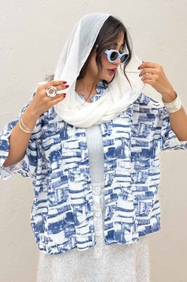 شومیز یقه سه سانت لینن اسلپ کد 3