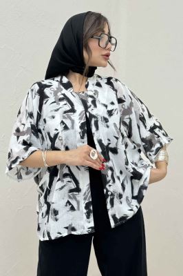 شومیز یقه سه سانت لینن اسلپ کد 4