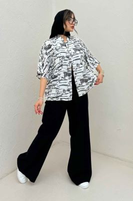 شومیز یقه سه سانت لینن اسلپ کد 3