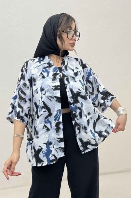 شومیز یقه سه سانت لینن اسلپ کد 4