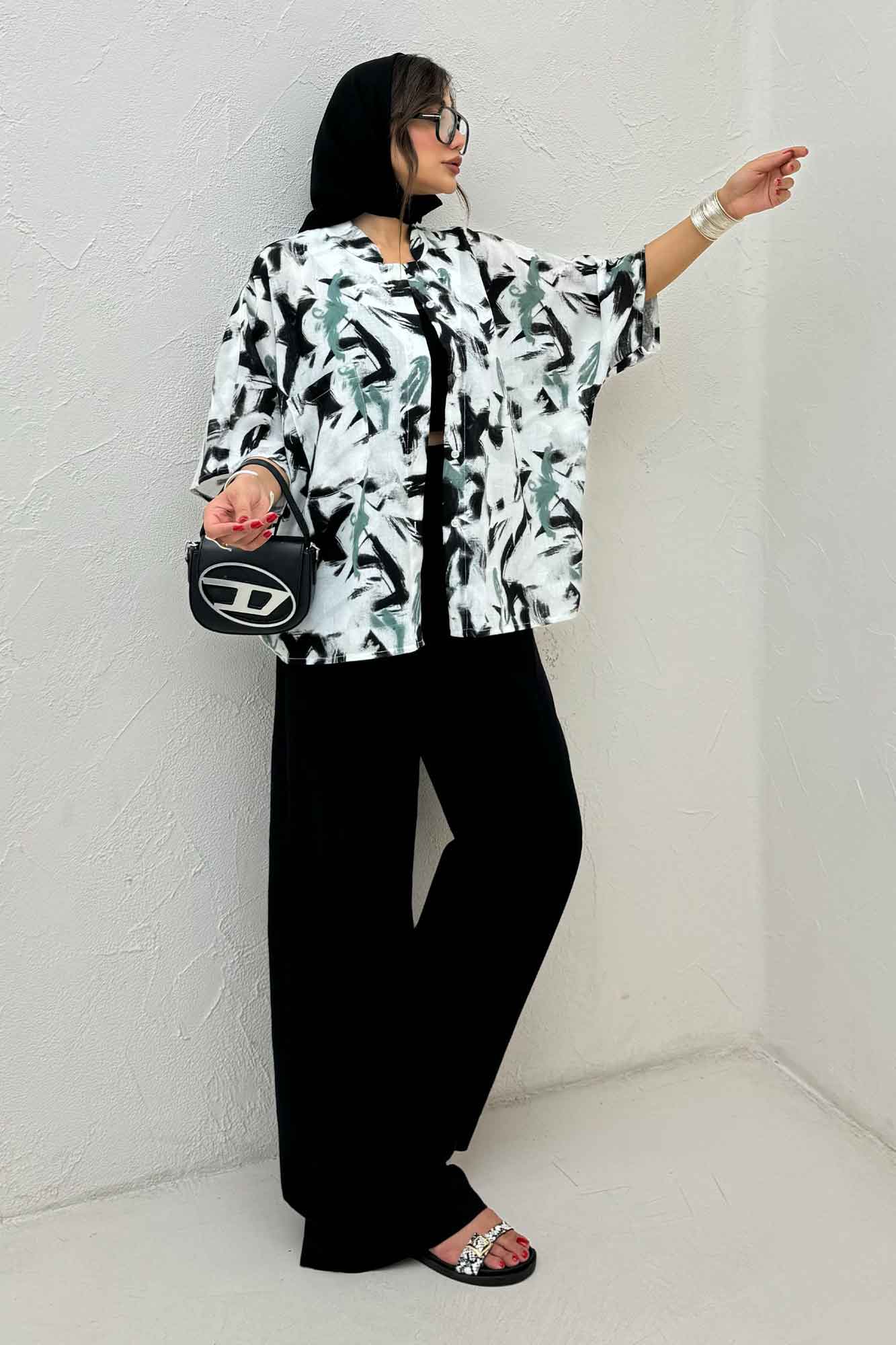 شومیز یقه سه سانت لینن اسلپ کد 4