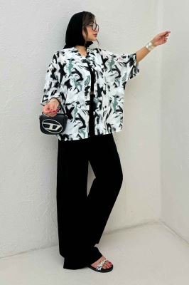 شومیز یقه سه سانت لینن اسلپ کد 4