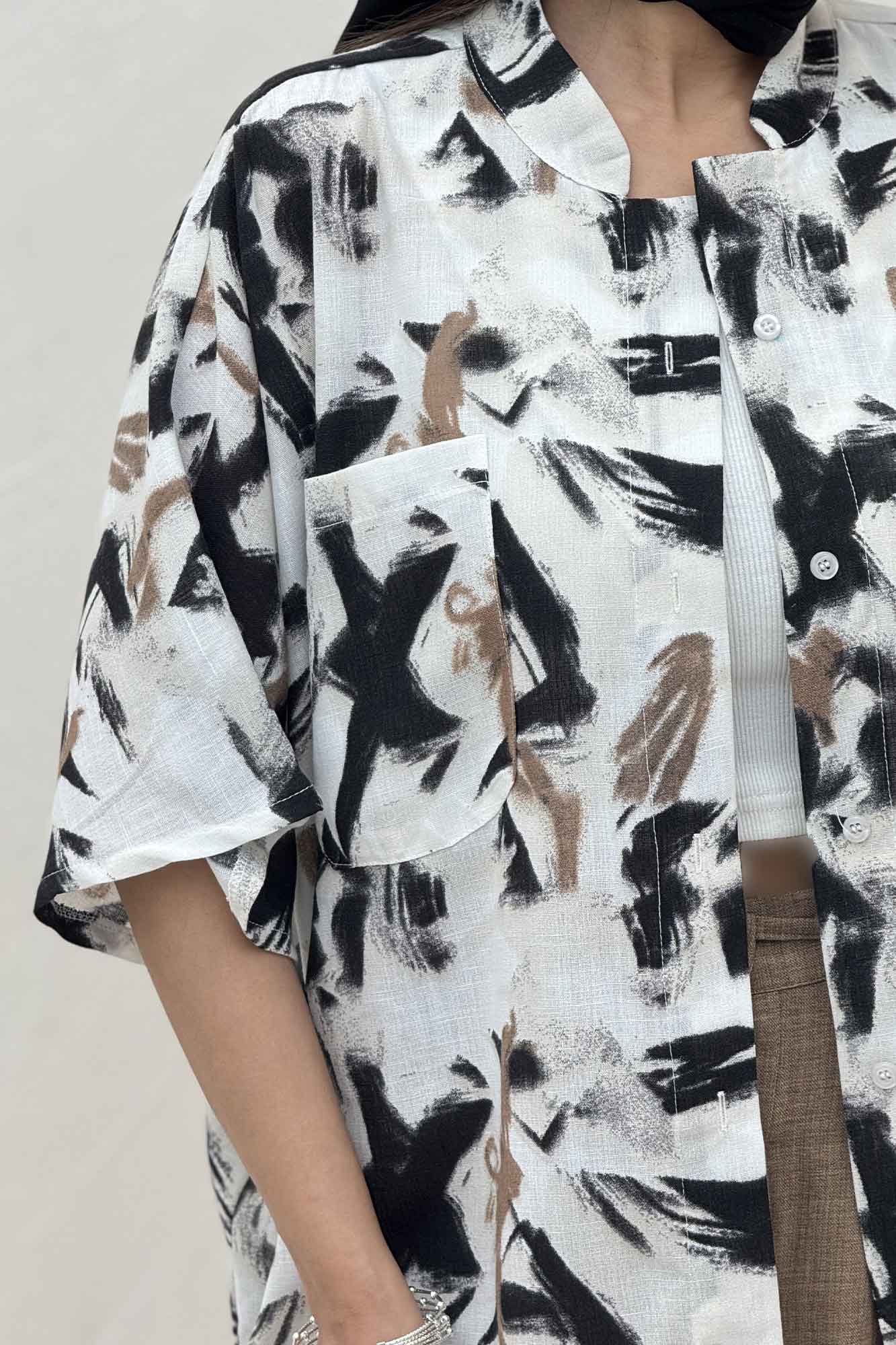 شومیز یقه سه سانت لینن اسلپ کد 4