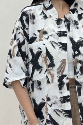 شومیز یقه سه سانت لینن اسلپ کد 4