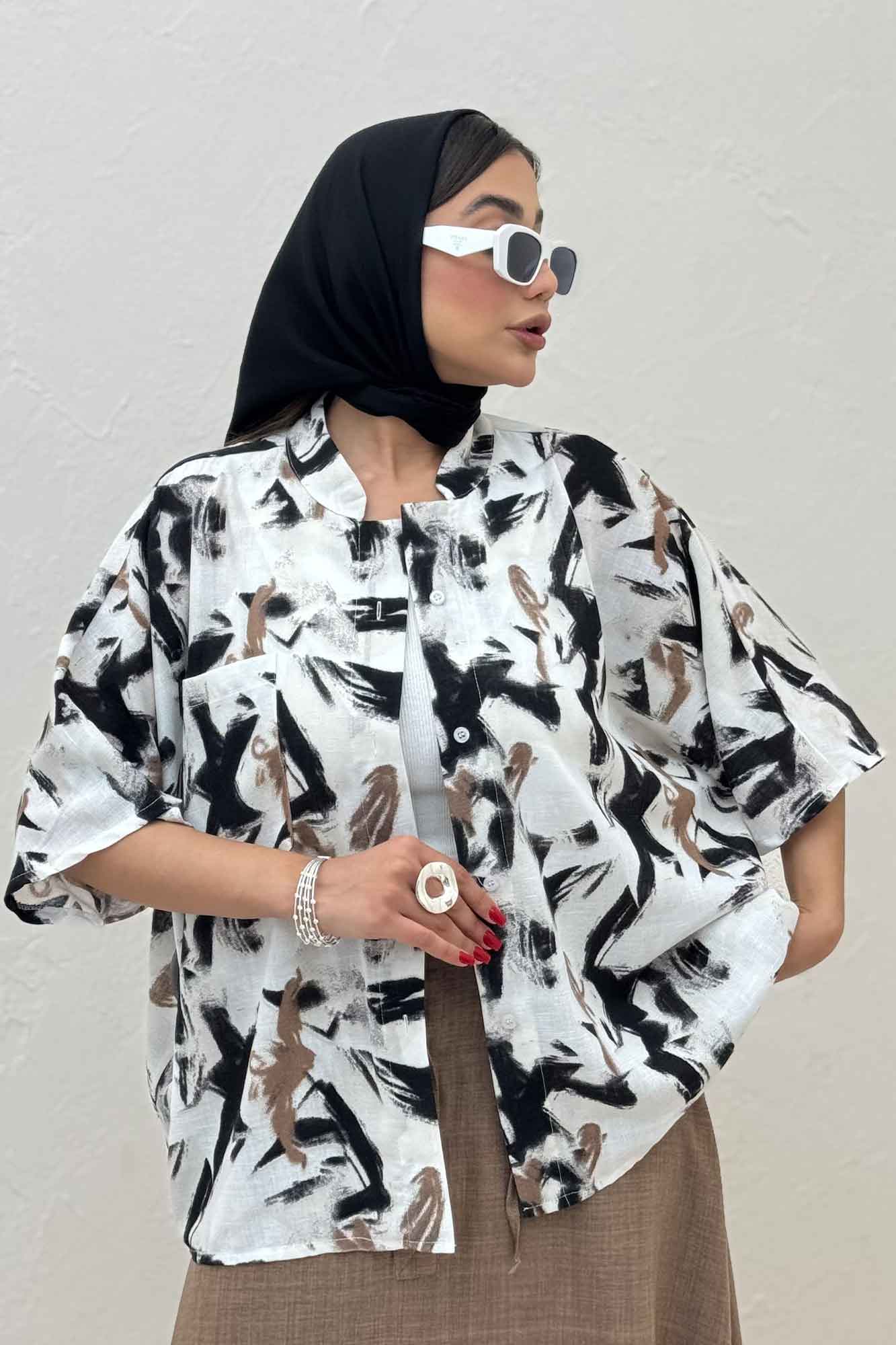 شومیز یقه سه سانت لینن اسلپ کد 4