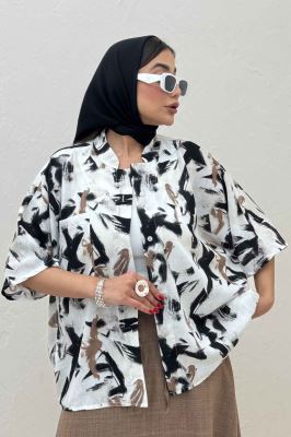 شومیز یقه سه سانت لینن اسلپ کد 4