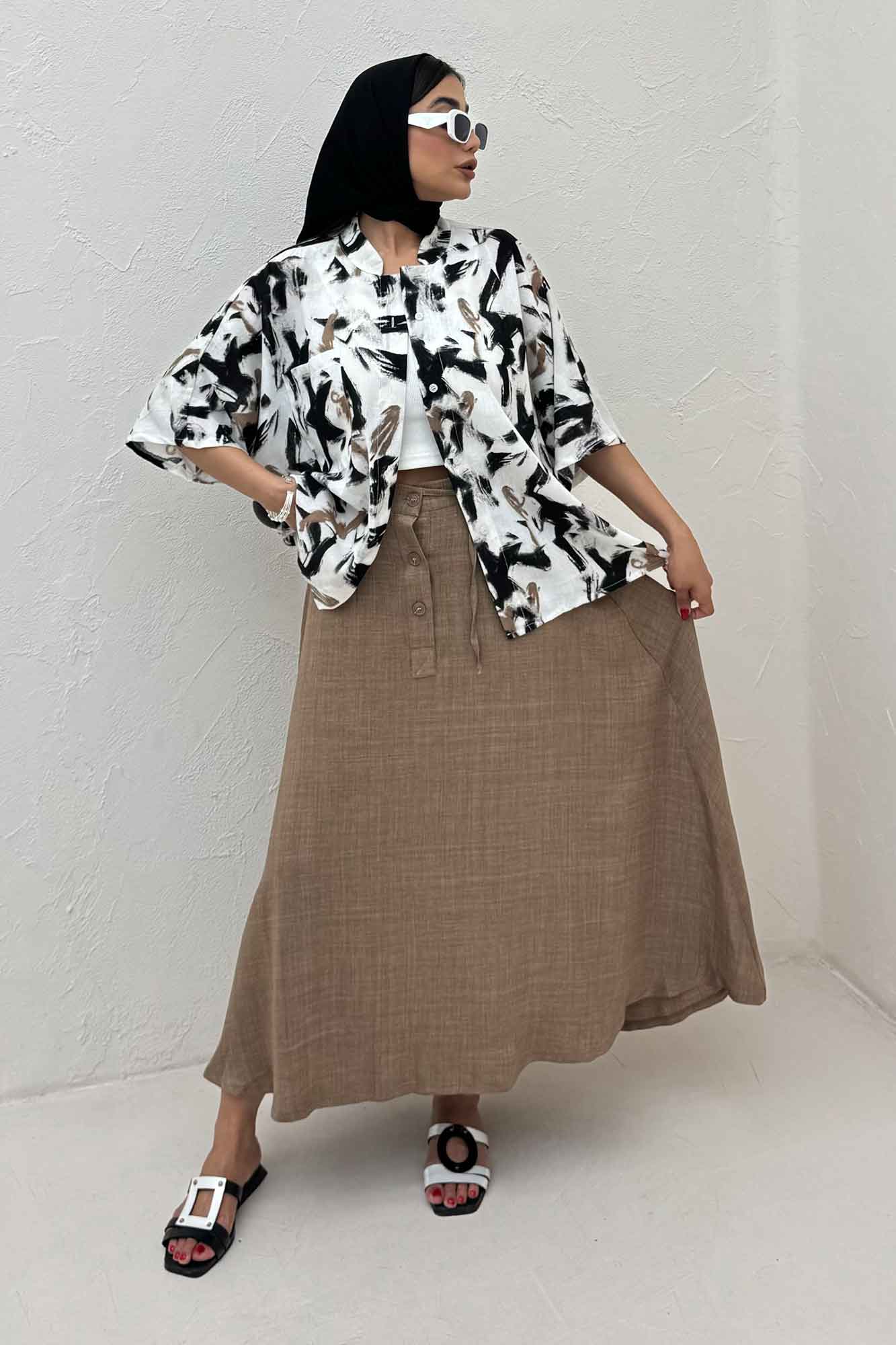 شومیز یقه سه سانت لینن اسلپ کد 4