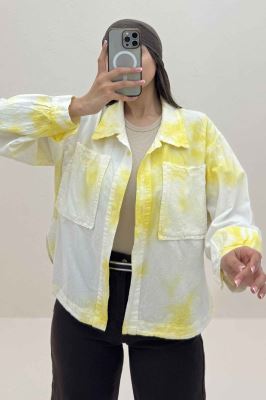 مانتو لینن پایین هلال دو جیب TR (آبرنگی)