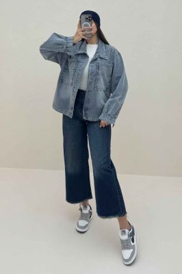 مانتو جین کاغذی پایین هلال TR