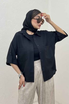 شومیز باکسی آستین دوبل 1074