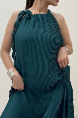 پیراهن پلیسه حریر گت دار 1067