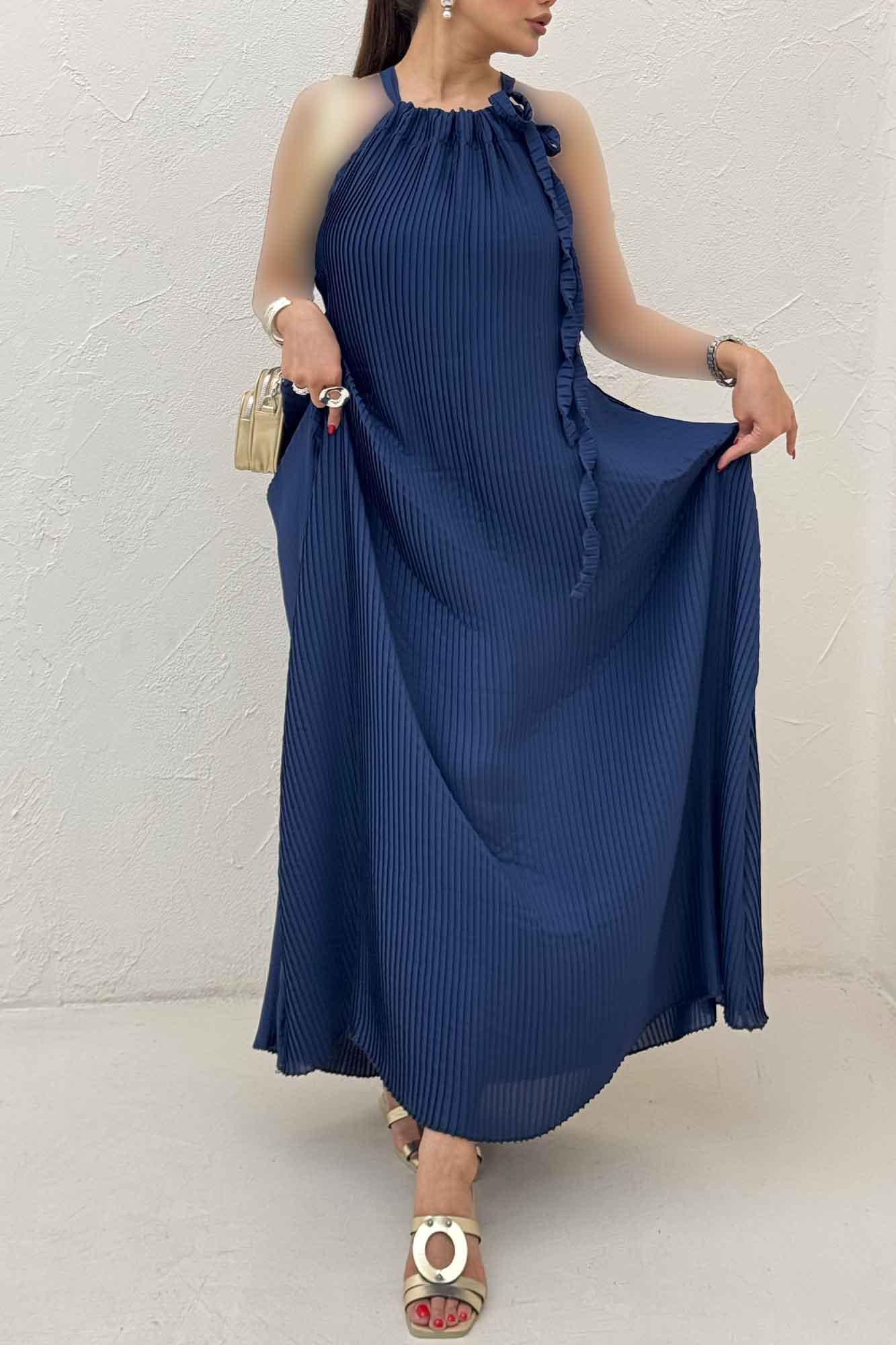 پیراهن پلیسه حریر گت دار 1067