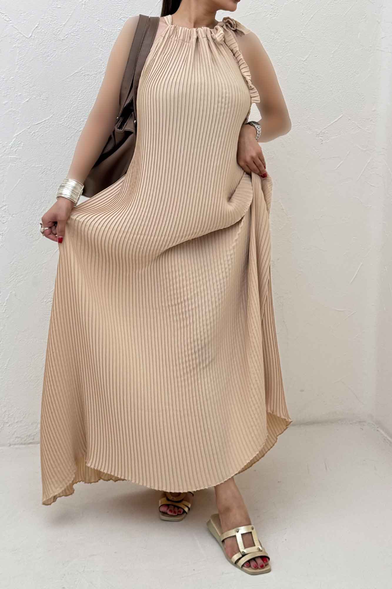 پیراهن پلیسه حریر گت دار 1067