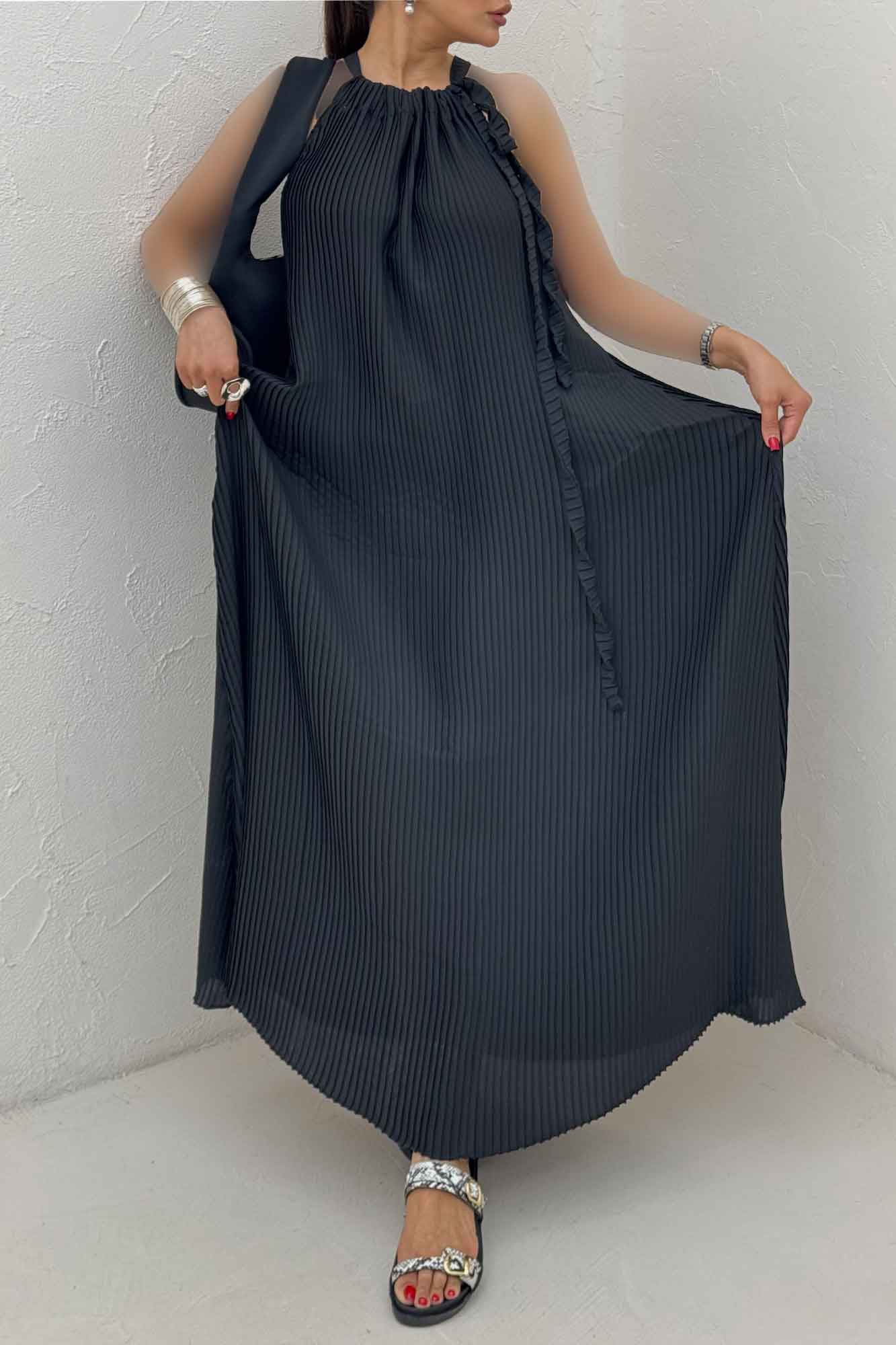 پیراهن پلیسه حریر گت دار 1067