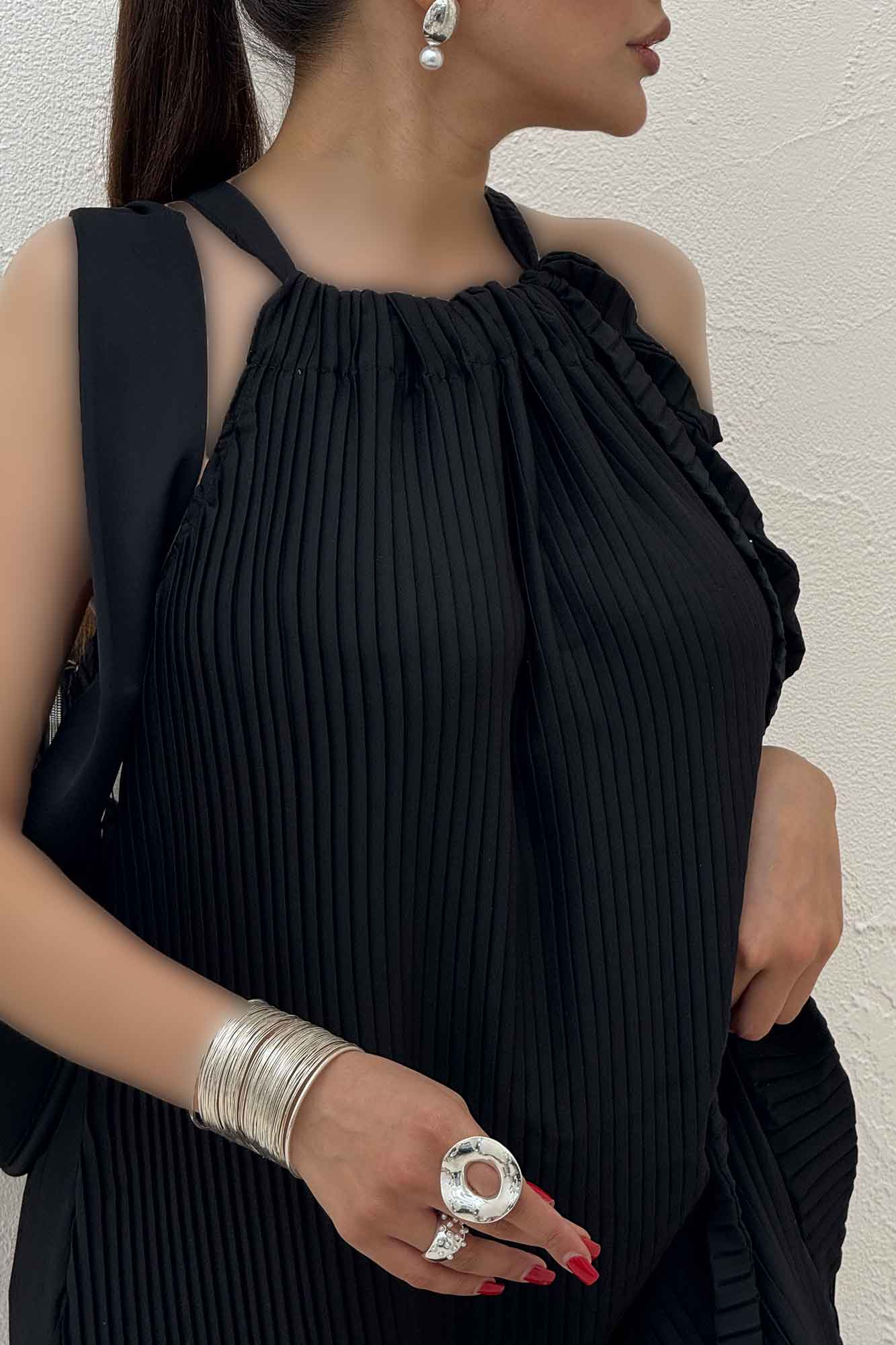 پیراهن پلیسه حریر گت دار 1067