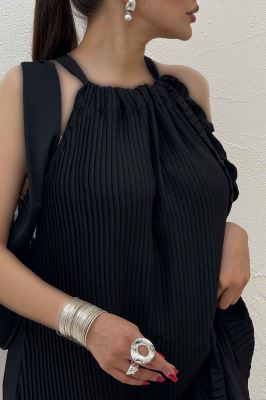 پیراهن پلیسه حریر گت دار 1067