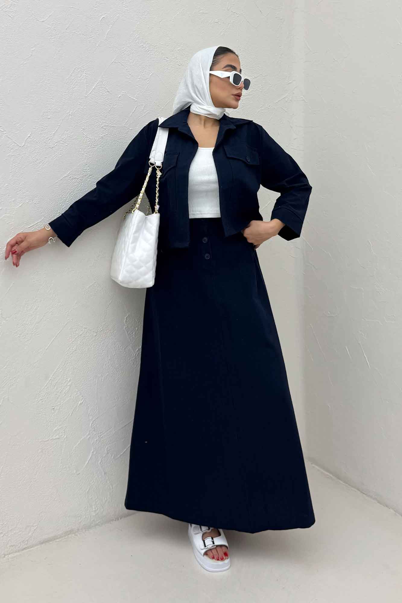 ست کت و دامن لینن آداک