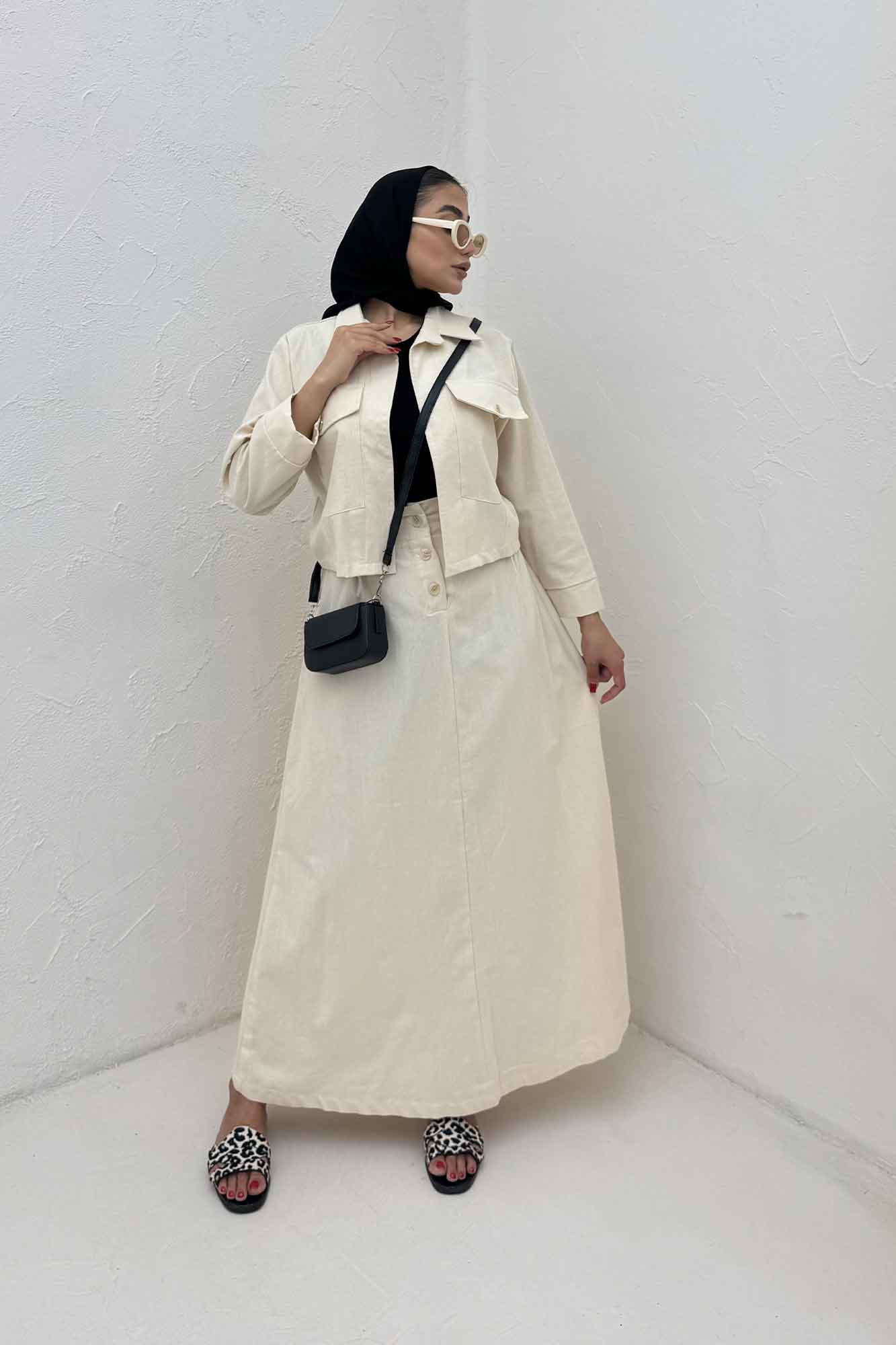 ست کت و دامن لینن آداک