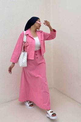 ست کت و دامن لینن آداک