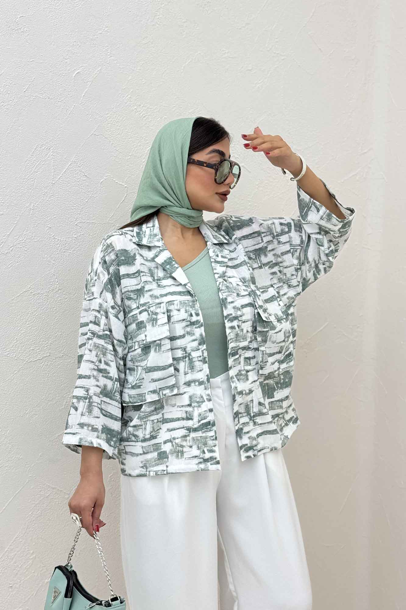 مانتو لینن اسلپ دو جیب کد 3